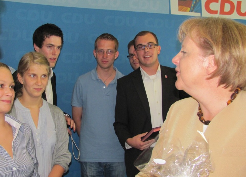 Kanzlerin Merkel, Felix Wohlfahrt und Michael Ruhl im Jahre 2010 beim Zusammntreffen in Berlin